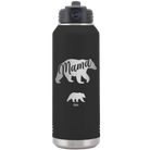 Personalized black 32 oz vacuum insulated water bottle with 'Mama Bear 1 Baby Bear' design