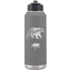 Personalized dark gray 32 oz vacuum insulated water bottle with 'Mama Bear 1 Baby Bear' design