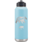 Personalized light blue 32 oz vacuum insulated water bottle with 'Mama Bear 1 Baby Bear' design