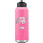 Personalized pink 32 oz vacuum insulated water bottle with 'Mama Bear 1 Baby Bear' design