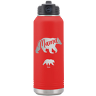 Personalized red 32 oz vacuum insulated water bottle with 'Mama Bear 1 Baby Bear' design