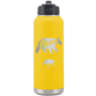 Personalized yellow 32 oz vacuum insulated water bottle with 'Mama Bear 1 Baby Bear' design
