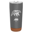 Personalized storm gray 20 oz vacuum insulated tumbler with 'Mama Bear 1 Baby Bear' design
