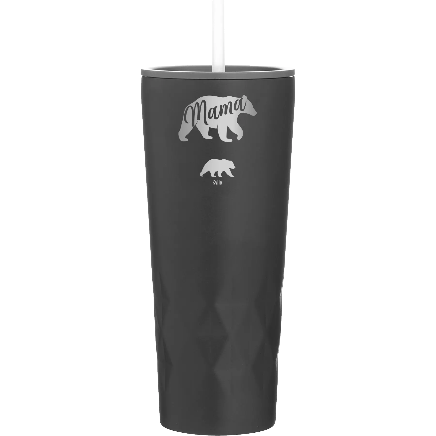 Personalized black 20 oz vacuum insulated tumbler with 'Mama Bear 1 Baby Bear' design