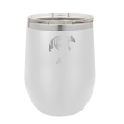 Personalized white 12 oz vacuum insulated wine cup with 'Mama Bear 1 Baby Bear' design