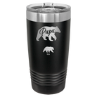 Personalized black 20 oz vacuum insulated tumbler with 'Papa Bear 1 Baby Bear' design