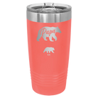 Personalized coral 20 oz vacuum insulated tumbler with 'Papa Bear 1 Baby Bear' design
