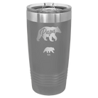 Personalized dark gray 20 oz vacuum insulated tumbler with 'Papa Bear 1 Baby Bear' design