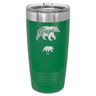 Personalized green 20 oz vacuum insulated tumbler with 'Papa Bear 1 Baby Bear' design