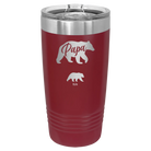 Personalized maroon 20 oz vacuum insulated tumbler with 'Papa Bear 1 Baby Bear' design