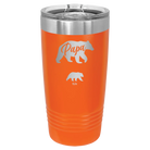Personalized orange 20 oz vacuum insulated tumbler with 'Papa Bear 1 Baby Bear' design