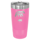 Personalized pink 20 oz vacuum insulated tumbler with 'Papa Bear 1 Baby Bear' design