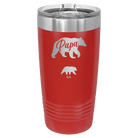 Personalized red 20 oz vacuum insulated tumbler with 'Papa Bear 1 Baby Bear' design