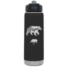 Personalized black 20 oz vacuum insulated water bottle with 'Papa Bear 1 Baby Bear' design