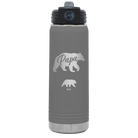 Personalized dark gray 20 oz vacuum insulated water bottle with 'Papa Bear 1 Baby Bear' design