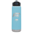 Personalized light blue 20 oz vacuum insulated water bottle with 'Papa Bear 1 Baby Bear' design