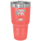 Personalized coral 30 oz vacuum insulated tumbler with 'Papa Bear 1 Baby Bear' design