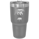 Personalized dark gray 30 oz vacuum insulated tumbler with 'Papa Bear 1 Baby Bear' design
