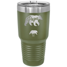 Personalized olive green 30 oz vacuum insulated tumbler with 'Papa Bear 1 Baby Bear' design