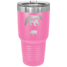 Personalized pink 30 oz vacuum insulated tumbler with 'Papa Bear 1 Baby Bear' design