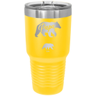 Personalized yellow 30 oz vacuum insulated tumbler with 'Papa Bear 1 Baby Bear' design