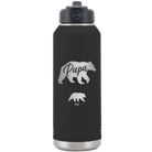 Personalized black 32 oz vacuum insulated water bottle with 'Papa Bear 1 Baby Bear' design