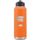 Personalized orange 32 oz vacuum insulated water bottle with 'Papa Bear 1 Baby Bear' design