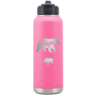 Personalized pink 32 oz vacuum insulated water bottle with 'Papa Bear 1 Baby Bear' design