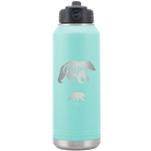 Personalized teal 32 oz vacuum insulated water bottle with 'Papa Bear 1 Baby Bear' design