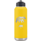Personalized yellow 32 oz vacuum insulated water bottle with 'Papa Bear 1 Baby Bear' design