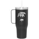 Personalized black 40 oz vacuum insulated tumbler mug with 'Papa Bear 1 Baby Bear' design
