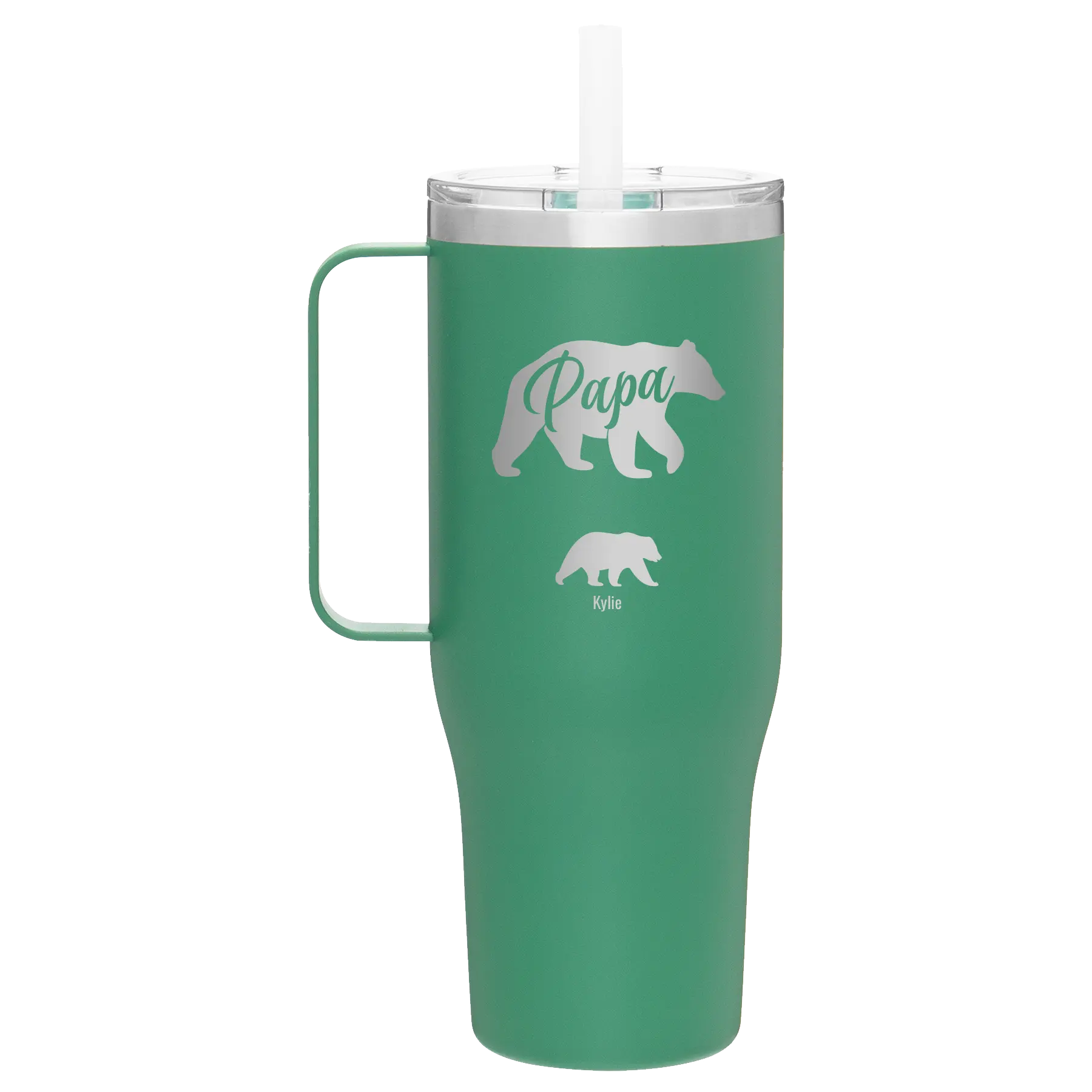 Personalized forage 40 oz vacuum insulated tumbler mug with 'Papa Bear 1 Baby Bear' design
