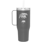 Personalized slate 40 oz vacuum insulated tumbler mug with 'Papa Bear 1 Baby Bear' design