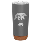 Personalized storm gray 20 oz vacuum insulated tumbler with 'Papa Bear 1 Baby Bear' design