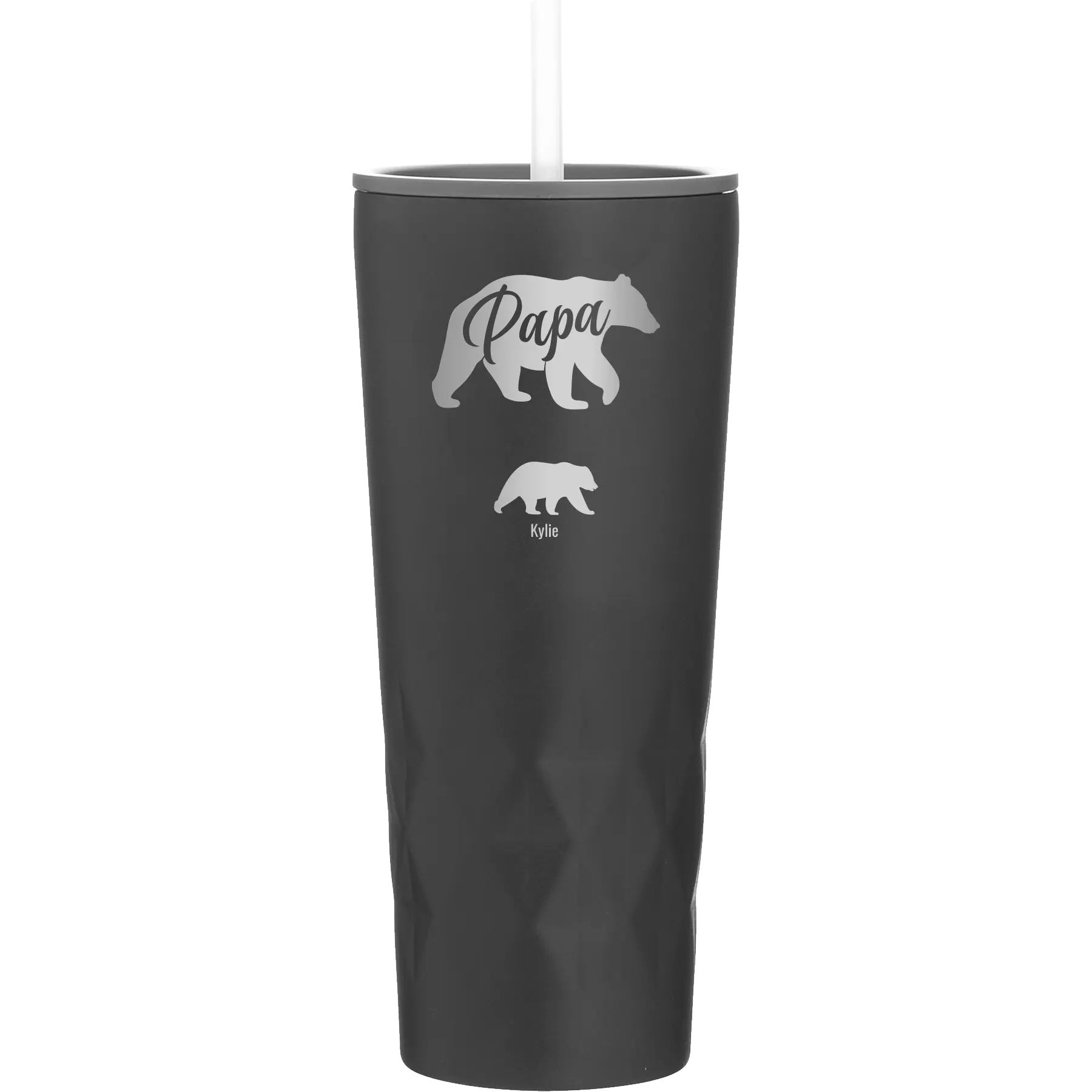 Personalized black 20 oz vacuum insulated tumbler with 'Papa Bear 1 Baby Bear' design