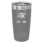 Personalized dark gray 20 oz vacuum insulated tumbler with 'Mama Bear 2 Baby Bears' design