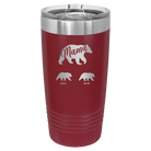 Personalized maroon 20 oz vacuum insulated tumbler with 'Mama Bear 2 Baby Bears' design