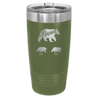 Personalized olive green 20 oz vacuum insulated tumbler with 'Mama Bear 2 Baby Bears' design