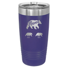 Personalized purple 20 oz vacuum insulated tumbler with 'Mama Bear 2 Baby Bears' design