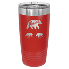 Personalized red 20 oz vacuum insulated tumbler with 'Mama Bear 2 Baby Bears' design