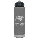 Personalized dark gray 20 oz vacuum insulated water bottle with 'Mama Bear 2 Baby Bears' design