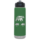 Personalized green 20 oz vacuum insulated water bottle with 'Mama Bear 2 Baby Bears' design
