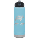 Personalized light blue 20 oz vacuum insulated water bottle with 'Mama Bear 2 Baby Bears' design