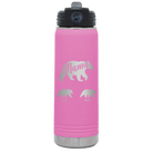 Personalized light purple 20 oz vacuum insulated water bottle with 'Mama Bear 2 Baby Bears' design