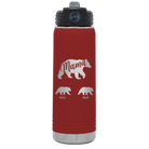 Personalized maroon 20 oz vacuum insulated water bottle with 'Mama Bear 2 Baby Bears' design