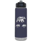 Personalized navy 20 oz vacuum insulated water bottle with 'Mama Bear 2 Baby Bears' design