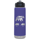 Personalized purple 20 oz vacuum insulated water bottle with 'Mama Bear 2 Baby Bears' design