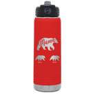 Personalized red 20 oz vacuum insulated water bottle with 'Mama Bear 2 Baby Bears' design