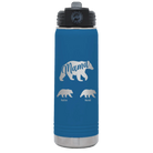 Personalized royal blue 20 oz vacuum insulated water bottle with 'Mama Bear 2 Baby Bears' design