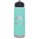Personalized teal 20 oz vacuum insulated water bottle with 'Mama Bear 2 Baby Bears' design